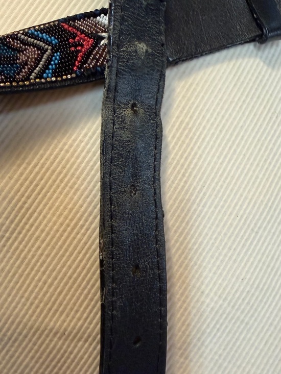 Isabel Marant Black Leather River Belt with Beaded Blue and Red Geometric Detail main image 9